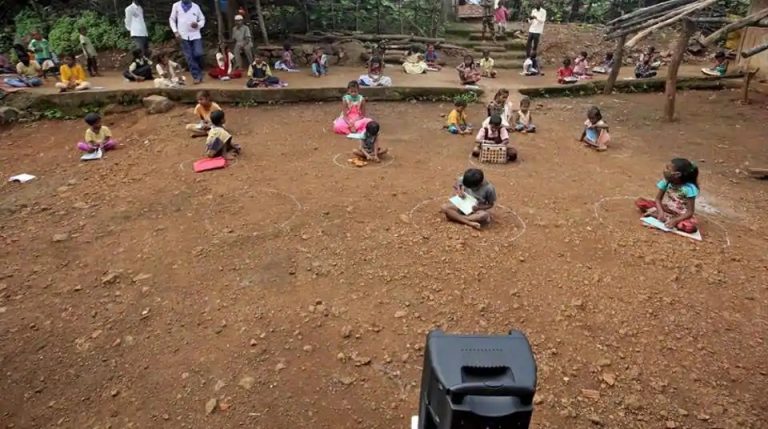 Lessons from loudspeaker: Children catch up on studies while maintaining social distancing