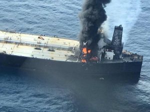 Warships join fight to put out fire on oil tanker off Sri Lanka