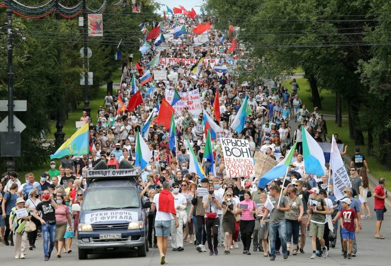 Police crack down on marathon anti-Kremlin protest in Russia’s Far East