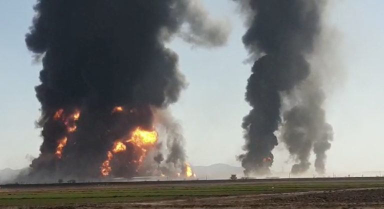 Inferno on Afghanistan-Iran border as dozens of oil tankers catch fire