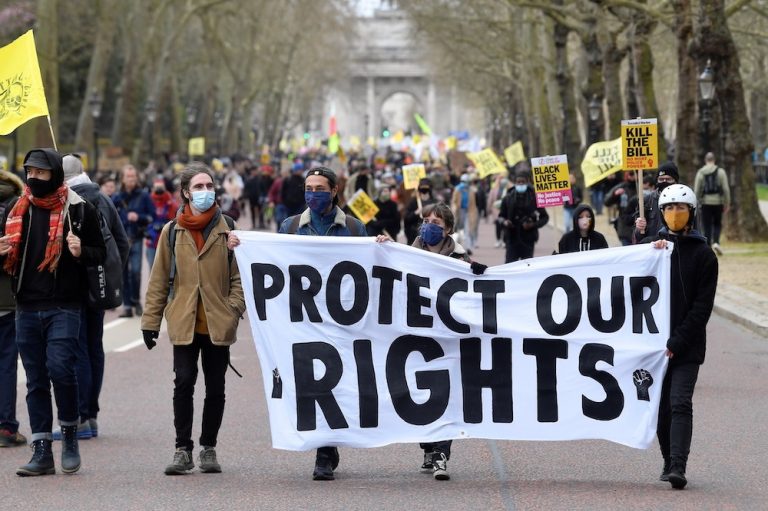 Hundreds join ‘kill the bill’ rallies across Britain against proposed protest law